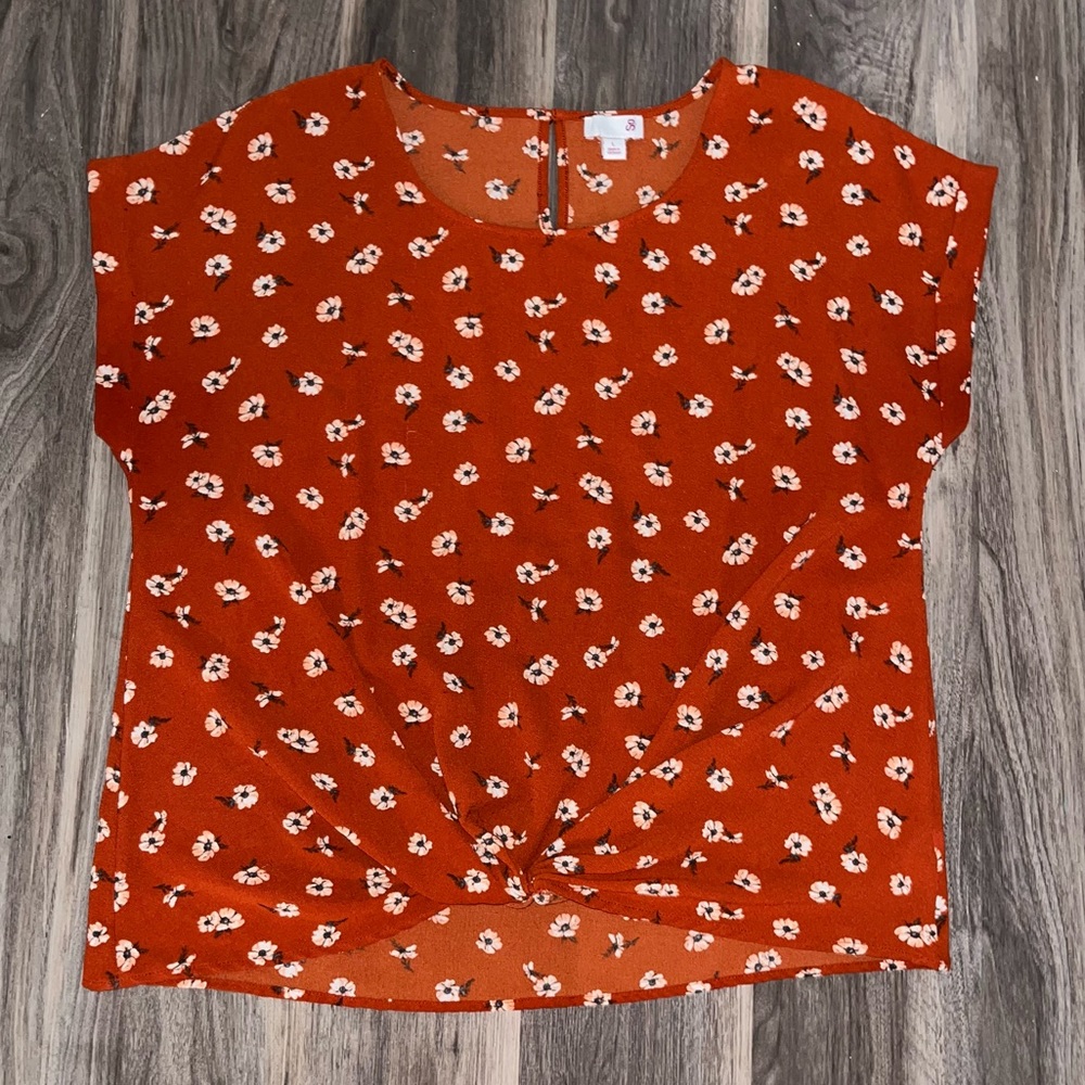 SO—Burnt Orange Floral Blouse